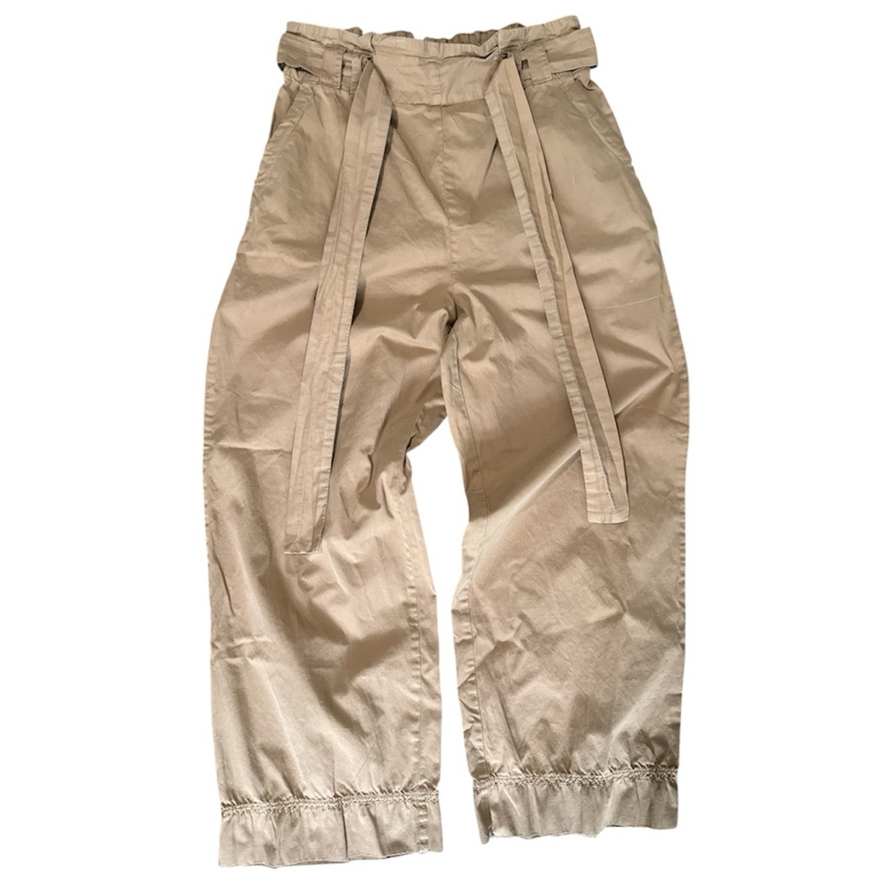 Stradivarius Paper Bag Waist Belted High Rise Tapered Pants Trou